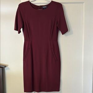 Lands' End Burgundy Knee-Length Sheath Dress